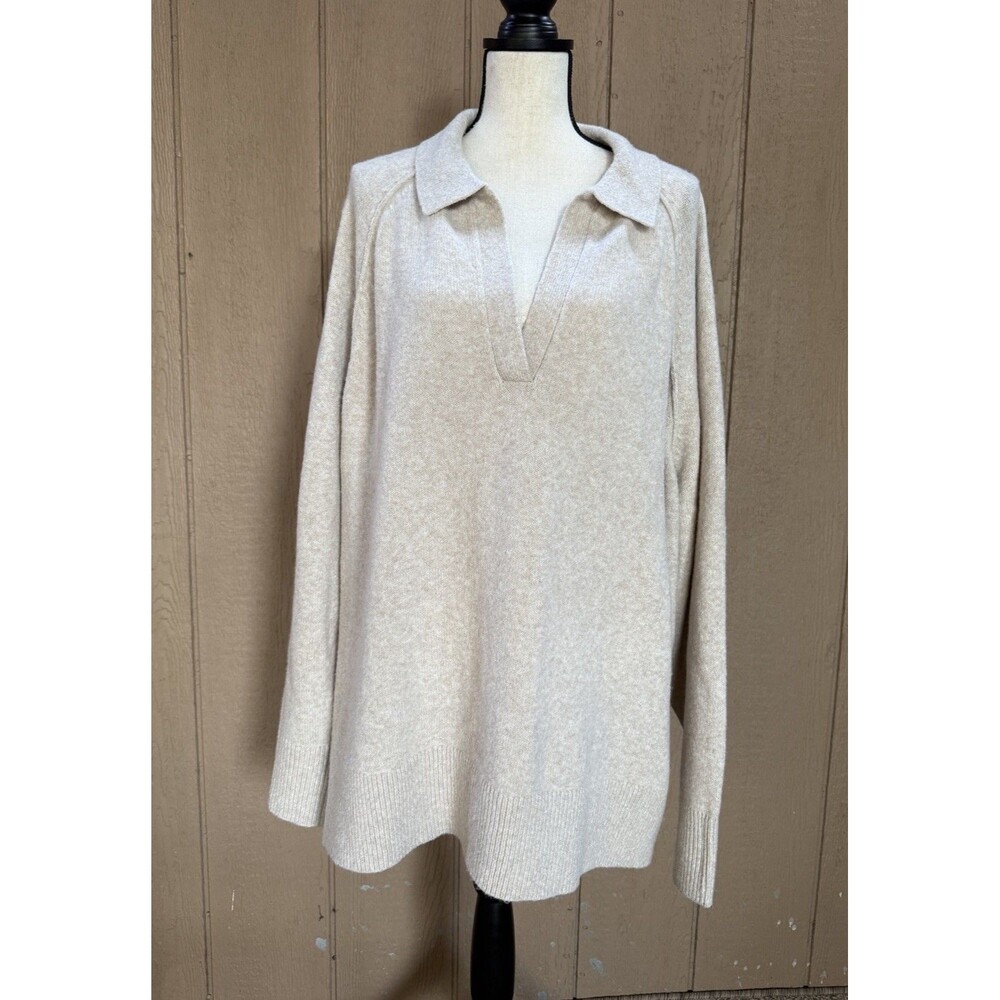 Aerie XXL Cream Oversized Polo Pullover Sweater Cozy Casual Knit Slouchy 2XL NWT